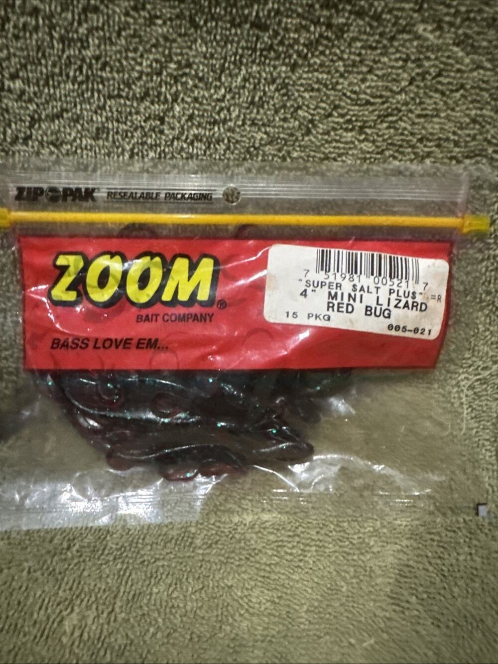 Vintage Zoom Mini Lizard 4” Red Bug 15 Pack Bass Fishing Lures 005-021 NOS
